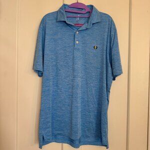 Johnnie O Mens Featherweight Performance Polo Blue Majorca Size Medium Golf Logo